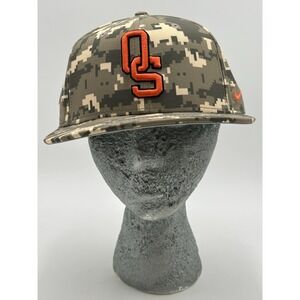 Nike Oklahoma State Cowboys Hat Cap Fitted 7 1/4 Camo Digital Military Army Mens